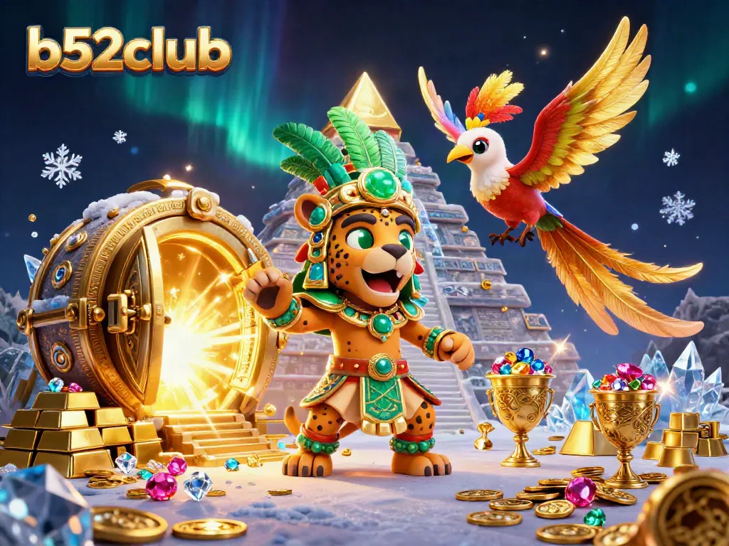 Spin the reels at b52club while discovering treasures in a vibrant 3D casino scene.