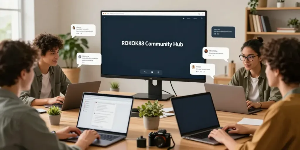 Engaging discussion scene showcasing ROKOK88 Community Hub interactions.