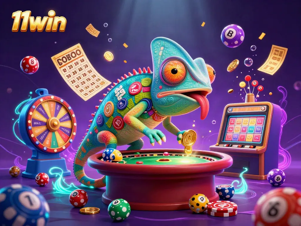 Experience the vibrant world of gambling with the chameleon casino owner at 11win, amidst dazzling game elements.